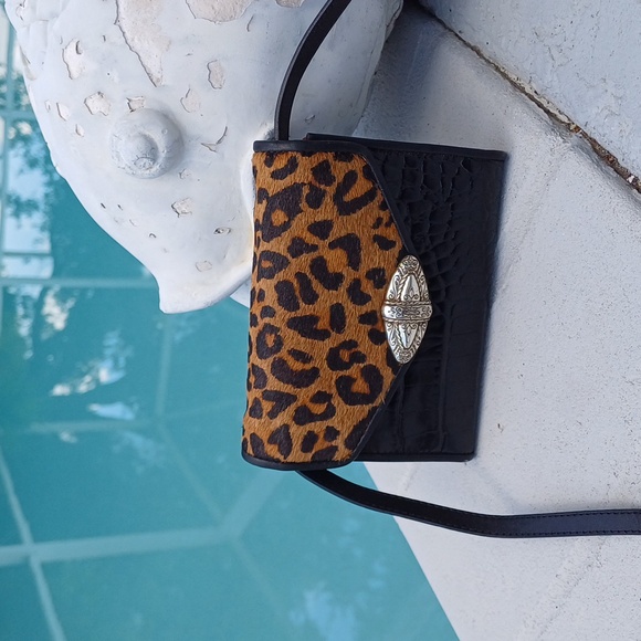 Brighton Handbags - Brighton vintage animal print horsehair snap crossbody wallet adorable purse